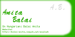 anita balai business card